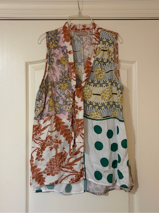Moulinette Soeurs Tops - Moulinette Soeurs Mixed Floral & Geometric Tank in Rust and Pink